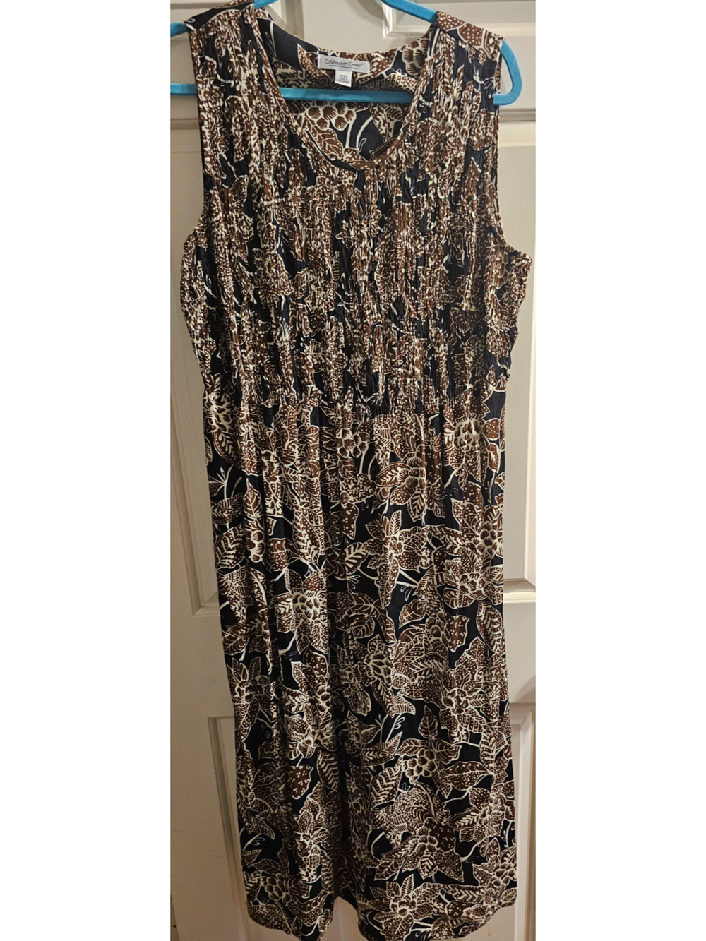 NWOT Cold Water Creek Size 20W Long Summer Dress Sleeveless - Brown black white